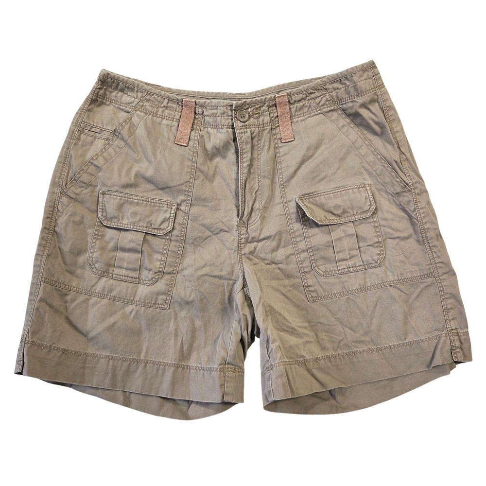 G.H. Bass & Co Womens Khaki Cotton Cargo Utility Shorts Size 6 Tan Hiking Summer